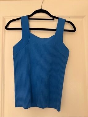 Ann Taylor Bright Blue Ribbed Square-Neck Tank